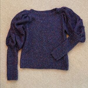 Club Monaco Puffed Sleeve Sweater w/ Italian Navy Variegated Yarn